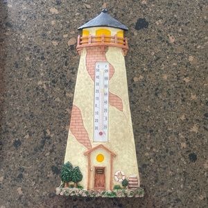 Vintage 13” Lighthouse thermometer.